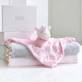 Personalised Pink Unicorn Baby Snuggle Comforter, 3 of 6