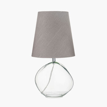 Clear Glass And Grey Shade Table Lamp, 3 of 10