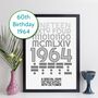 Personalised 60th Birthday 1964 Print With Message Gift, thumbnail 9 of 9