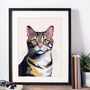 Tabby Cat Head And Shoulders Portrait Illustration Art Print, thumbnail 2 of 3