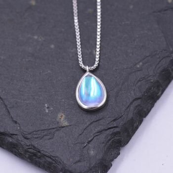 Sterling Silver Aurora Moonstone Pendant Necklace, 3 of 10
