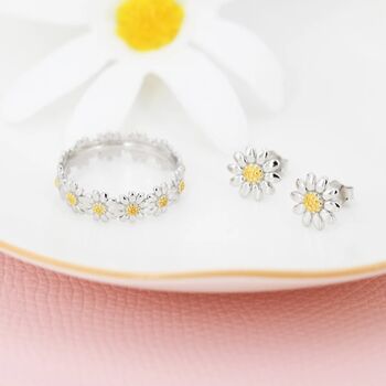 Sweet Daisy Flower Stud Earrings In Sterling Silver, 9 of 12