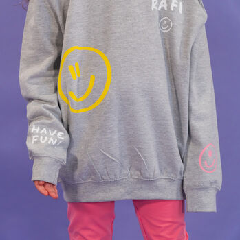 Children's Personalised Scribble Smiley Sweatshirt, 6 of 12