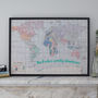 Personalised Printed Fabric World Map Noticeboard, thumbnail 2 of 6