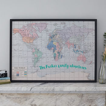 Personalised Printed Fabric World Map Noticeboard, 2 of 6