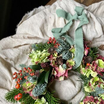 Christmas Fresh Hydrangea And Berry Wreath, 2 of 11