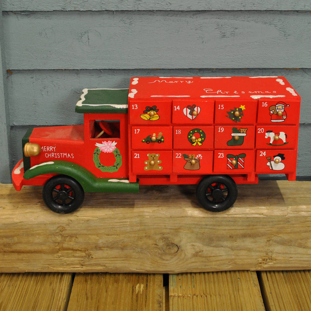wooden vehicle advent calendar by garden selections