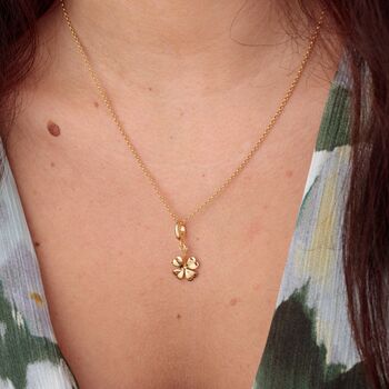 18ct Gold Four Leaf Clover Charm Necklace, 3 of 7