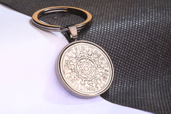 1956 70th Birthday Two Shilling Keyring Gift, 4 of 4