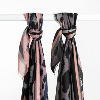 Black And Pink Leopard Print Scarf, 3 of 6