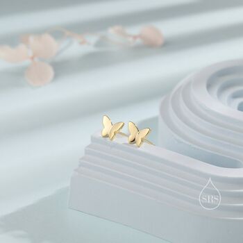Sterling Silver Small Butterfly Stud Earrings, 4 of 11