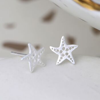Sterling Silver Starfish Stud Earrings, 4 of 11