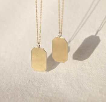 9ct Solid Gold Engravable Rectangle Pendant Necklace, 4 of 6