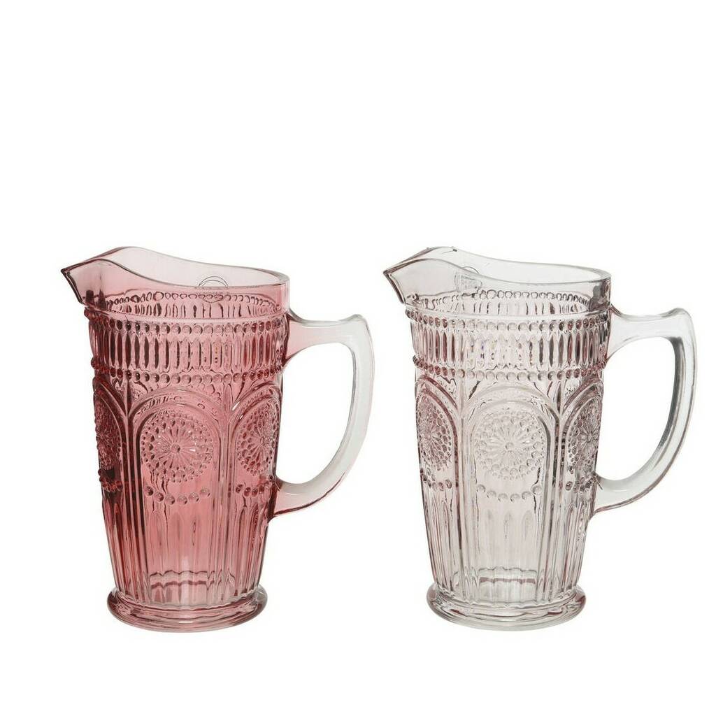 Glass Jug With Floral Design By Ella James