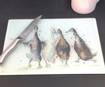 Running Ducks, Glass Placemat / Chopping Board, 2 of 2