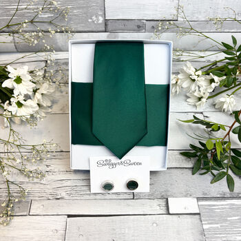 Hunter Green Wedding Tie Set, 7 of 12