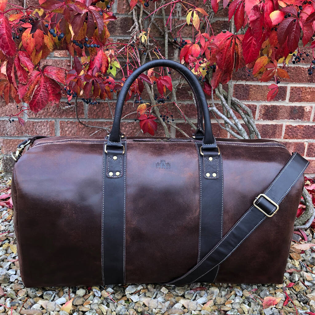 men's large brown vintage leather holdall by holly rose ...
