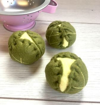 Set Of Three Pretend Play Felt Food Brussel Sprouts, 2 of 2