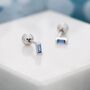 Extra Tiny Aquamarine Blue Baguette Cz Screw Back Earrings, thumbnail 1 of 11
