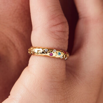 Personalised Diamond And Birthstone Confetti Ring, 2 of 10