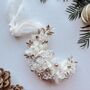 Gold Crescent Moon Dried Flower Christmas Bauble, thumbnail 1 of 2