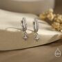 Tiny Cz Starburst Huggie Hoop Earrings Sterling Silver, thumbnail 9 of 12