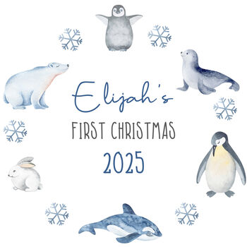Pesonalised First Christmas Bodysuit / Babygrow Winter Animals, 6 of 8