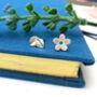 Thank You Teacher Gift Sterling Silver Flower And Leaf Mismatched Earrings, thumbnail 5 of 12