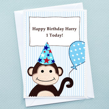 'Monkey' Personalised Boys Birthday Card, 4 of 5