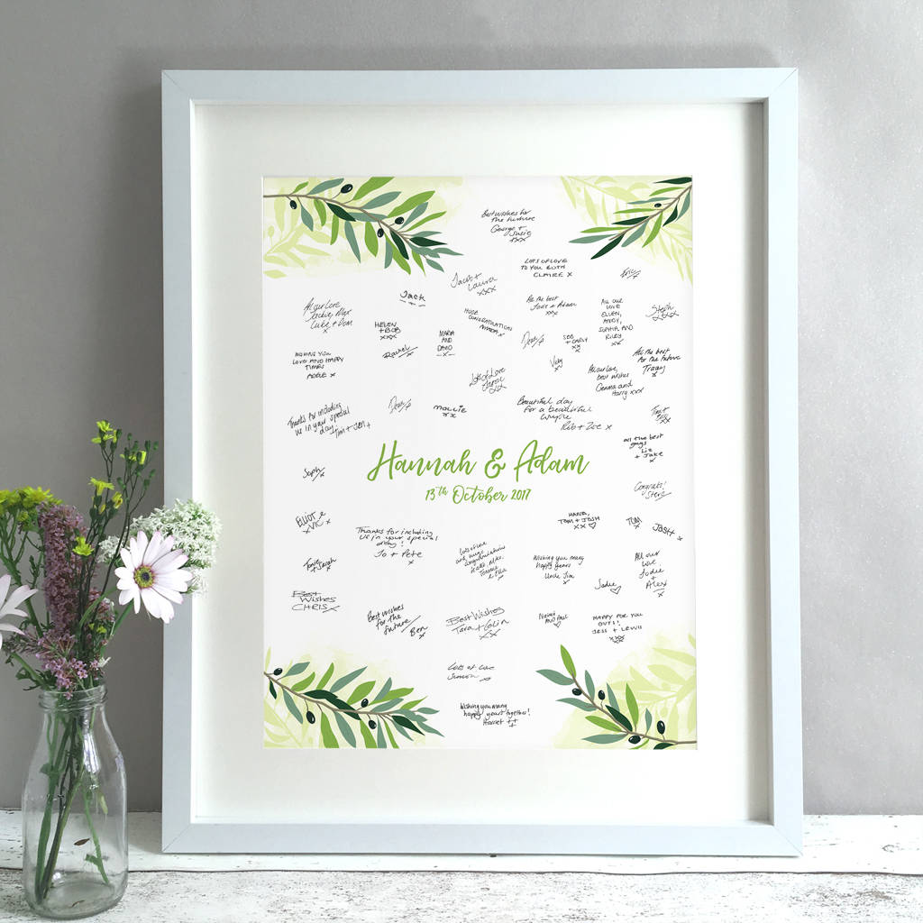 Greenery Personalised Wedding Guest Book Print By Bird & Key