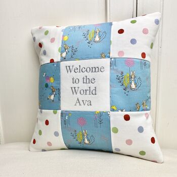 Peter Rabbit Welcome To The World Cushion, 4 of 9