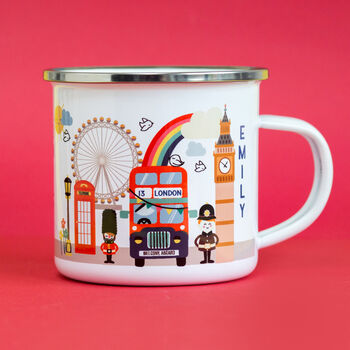 Personalised Children's London Bus Enamel Mug, 3 of 7