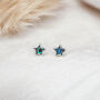 Mini Sterling Silver Blue Paua Shell Star Stud Earrings, thumbnail 4 of 10