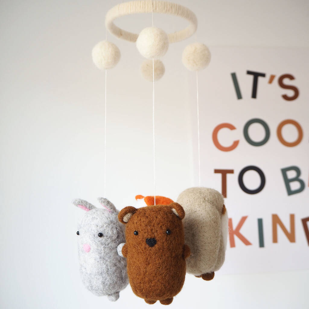 Felted Woodland Animal Nursery Mobile By Brown Betty Blue