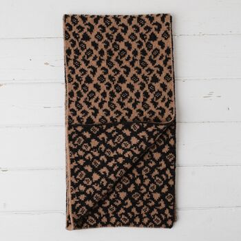 Leopard Lambswool Reversible Scarf, 7 of 12