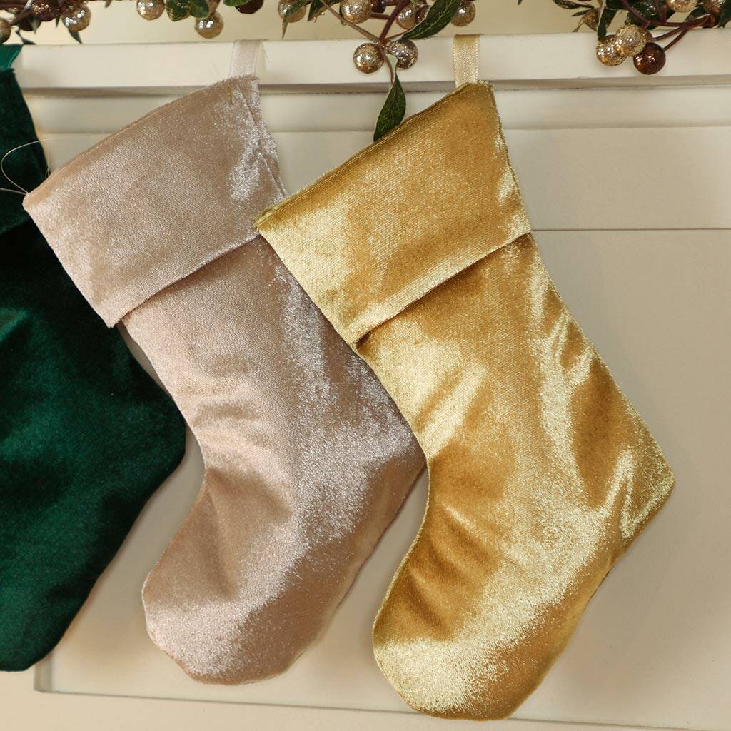 A Luxury Champagne Gold Velvet Christmas Stockings By Dibor
