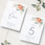 Coral Wedding Table Numbers, thumbnail 1 of 4