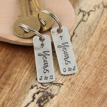 7th Anniversary Couples Pair Personalised Keyrings, 4 of 8