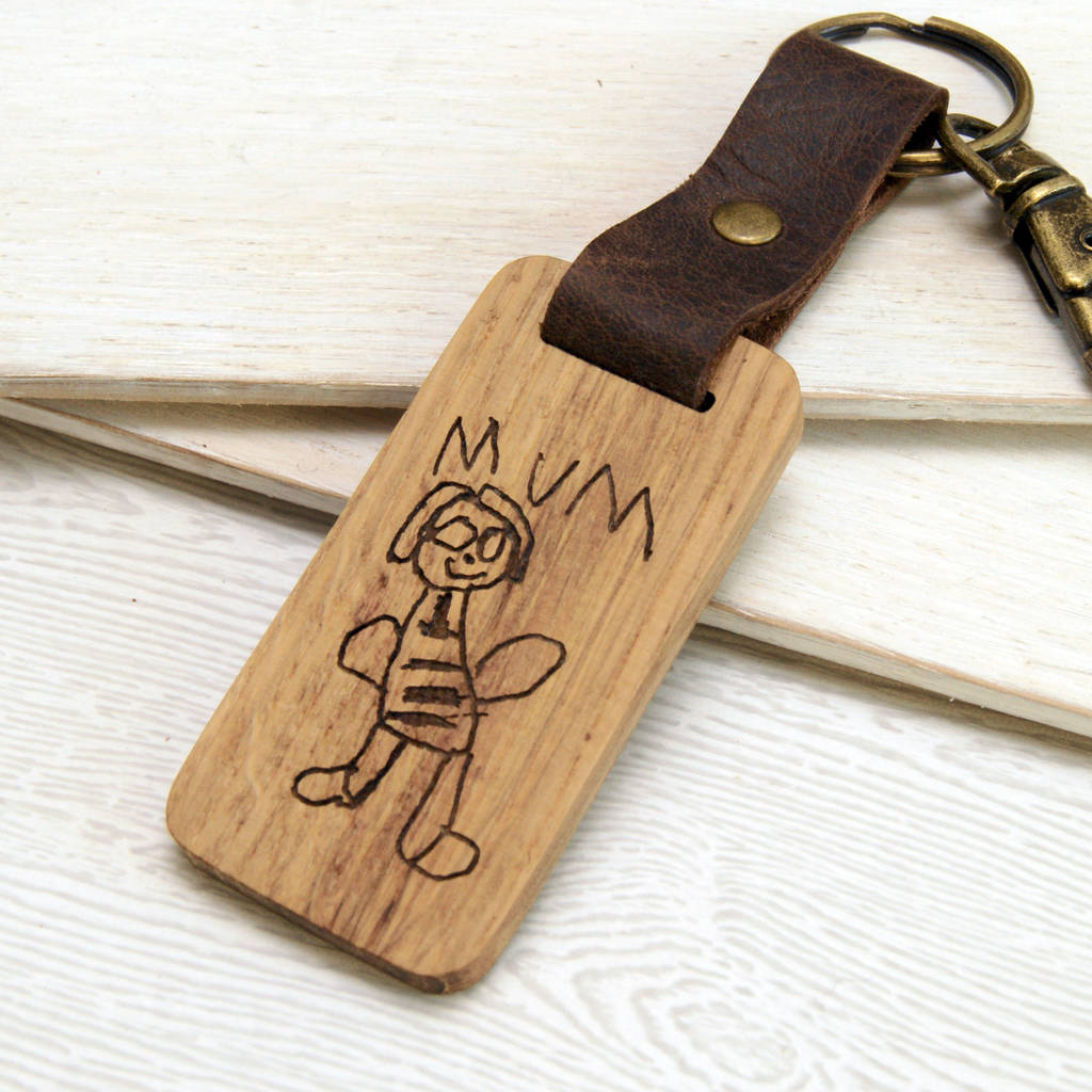 Image of Personalised Mother's Day Child's Drawing Keyring