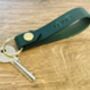 Personalised Racing Green Embossed Leather Keyring, thumbnail 5 of 12