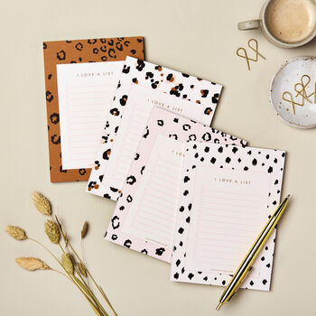 A6 I Love Lists Notepad, Pink Leopard Print, 5 of 10