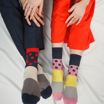 His And Hers Mayfair Socks Scarlet And Navy, 5 of 5