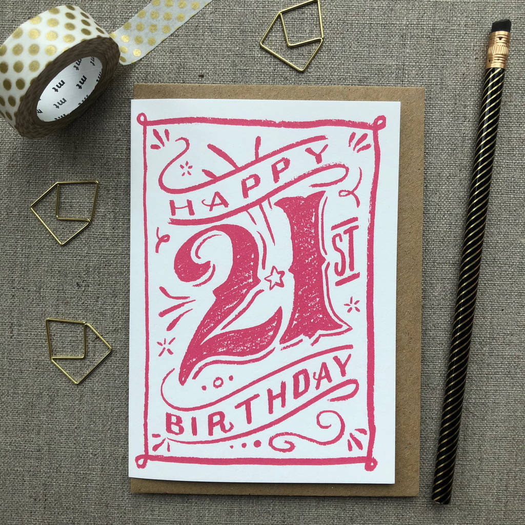 21st Birthday 21st Card Pink Chalk By Have a Gander