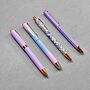 Purple And Rose Gold Four Piece Metal Pen Set, thumbnail 3 of 8
