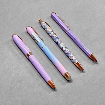 Purple And Rose Gold Four Piece Metal Pen Set, 3 of 8