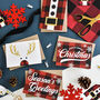Red Gingham Foil Christmas Card Pack, thumbnail 2 of 5