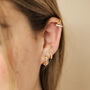 Crystal And Pearl Huggie Hoop Earrings In Gold, thumbnail 5 of 6