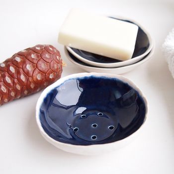 Handmade Navy Blue Ceramic Soap Dish, 3 of 12