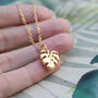 Monstera Leaf Necklace Yellow Gold, thumbnail 1 of 3