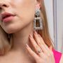 Vintage Hollow Geometric Foil Square Drop Earrings, thumbnail 1 of 8
